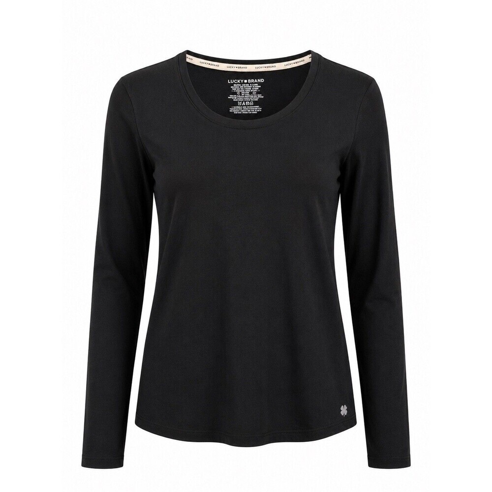 NWoT Lucky Brand Women Long Sleeve Lounge Crew Neck Top Black Size S $50 2D212